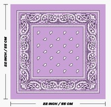  BRAND NEW 6 - Pack Light Purple Paisley Fashion Bandanas 100 Cotton NWOT