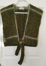 Vintage 1970s Belladone Paris Olive Green/Multi Flecked Knit Vest Euro Size 1