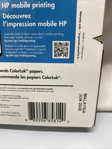 New HP 952XL Magenta L0S64AN Ink Cartridge Sealed Exp June 2020 - Afbeelding 7 van 18