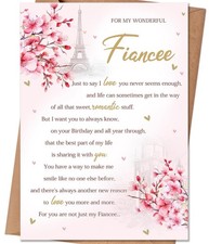 Birthday Card for Fiancee, Fiancee Gifts for Her, Romantic Fiancee Birthday G...