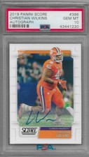 2019 Score Christian Wilkins Rookie Autograph Card #396 PSA 10. rookie card picture