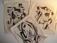 FUTURISMO CUBISMO  TRITTICO 3 Vecchie bozze Avanguardia russa Russian avantgarde