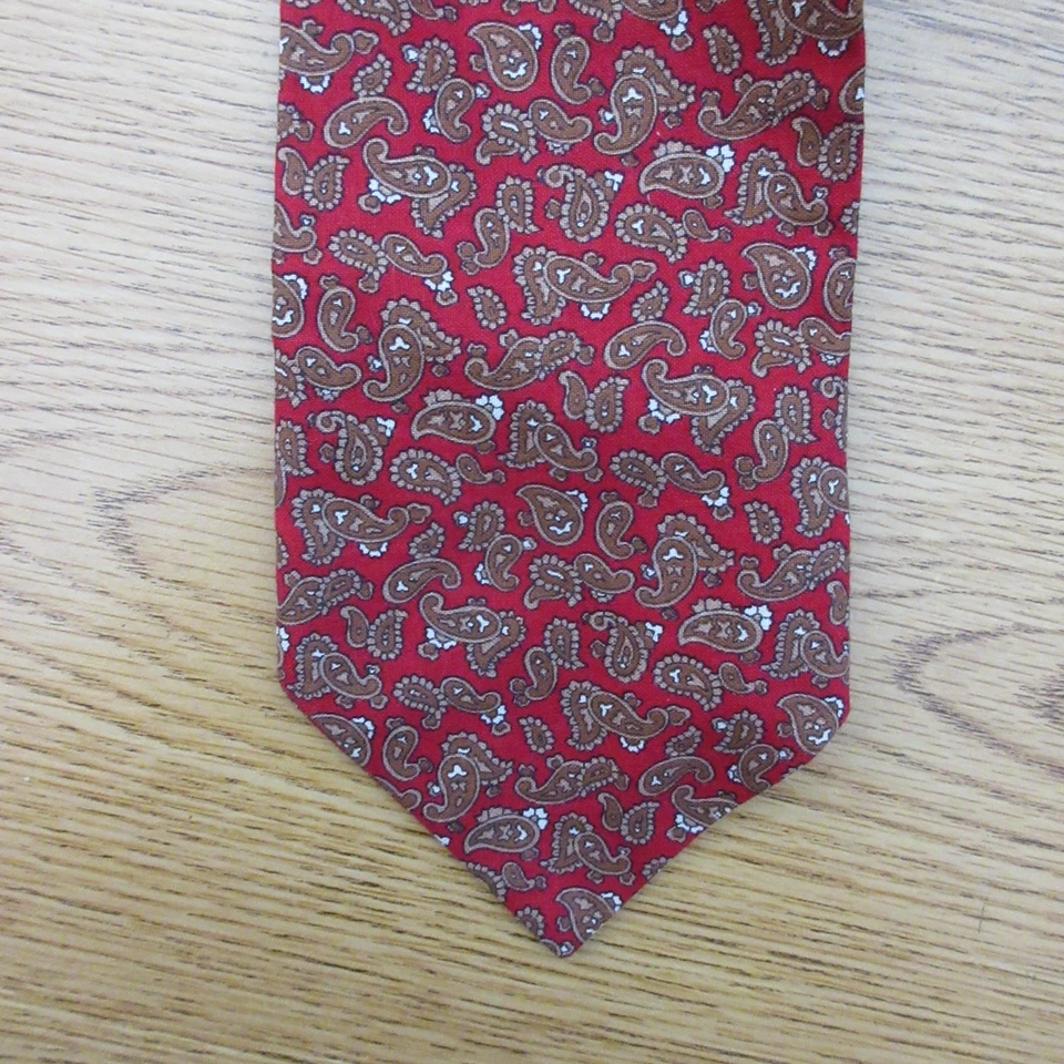 Corbata de punto de cachemira ancha de algodón vintage hecha a mano para hombre 57" roja B74 Foto 2 de 4