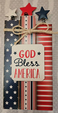 Patriotic Red White  Blue "God Bless America" Wooden Block / 4th Of July Decor