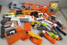 Nerf Gun Lot N-Strike, Modulus, Alpha Attachments, Mags,Darts,etc Work Well 