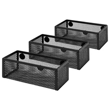 Amazon Basics Magnetic storage Bins, Office Caddy Storage, Black, Pack of 3, 6"