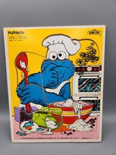 1984 Playskool Sesame Street Cookie Monster Cookies Kitchen Wooden Puzzle 315-23