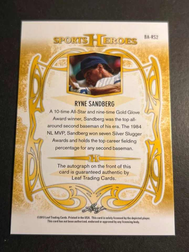 BOX 50: 2013 Leaf Sports Heroes MISSING AUTOGRAPH PROOF Ryne Sandberg - Image 2 of 2