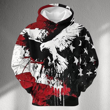 Patriotic Bald Eagle American Flag 3D All Over Print Hoodie - Adults  Youth