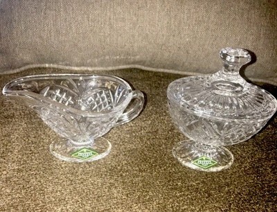 Shannon Irish Crystal CREAMER & SUGAR BOWL  SET- IRELAND  NWT 5.75 & 4.25  Sugar