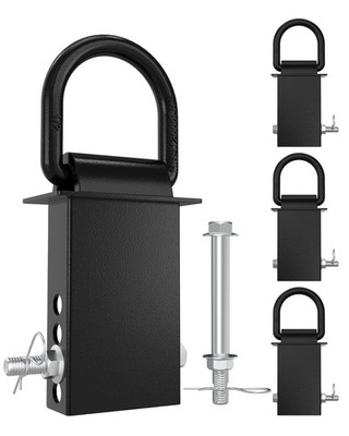 RETRUE 4PCS 18000lbs Trailer Stake Pocket D Ring with Security 4 Pack, Black 