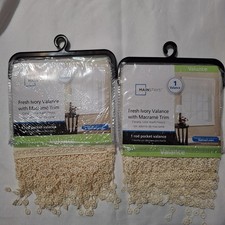 Mainstays Fresh Ivory Valance 1 Valance For 29  Wide Window Sheer Macrame Trim