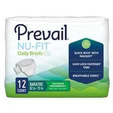 Prevail  Nu-Fit  Adult Incontinence Brief 2X-Large Unisex Heavy Absorbency