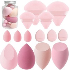 Makeup Sponge Set Blender Sponges 14 Pcs for Liquid Cream, and Powder Pink