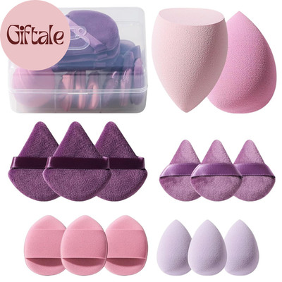 Makeup Sponge Set  Triangle Puff 14 Pcs for Liquid, Cream, and Powder, Multi-Col