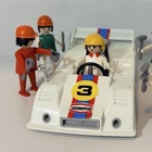 Vtg 1970s Playmobil 3520 White Race Car Pit Crew Mechanics Figure Lot Schaper
