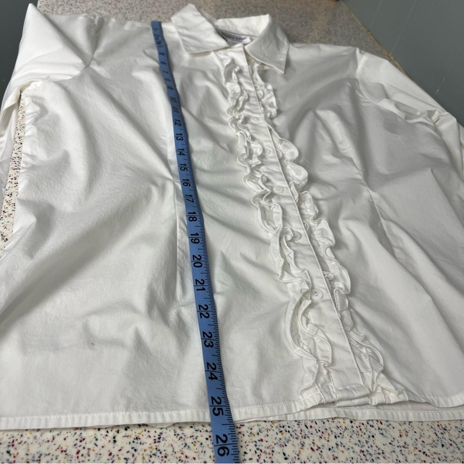 Pendleton Petites Button Down Ruffle White Long S… - image 7