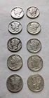 Mercury Dimes Lot Of 10 90% Silver 1 Face 1935- 1945 Various Dates And Mints #24
