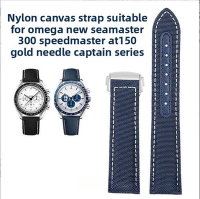 For Omega Seamaster Nylon Genuine Leather Watch Straps Mens Band 22mm with Tools
