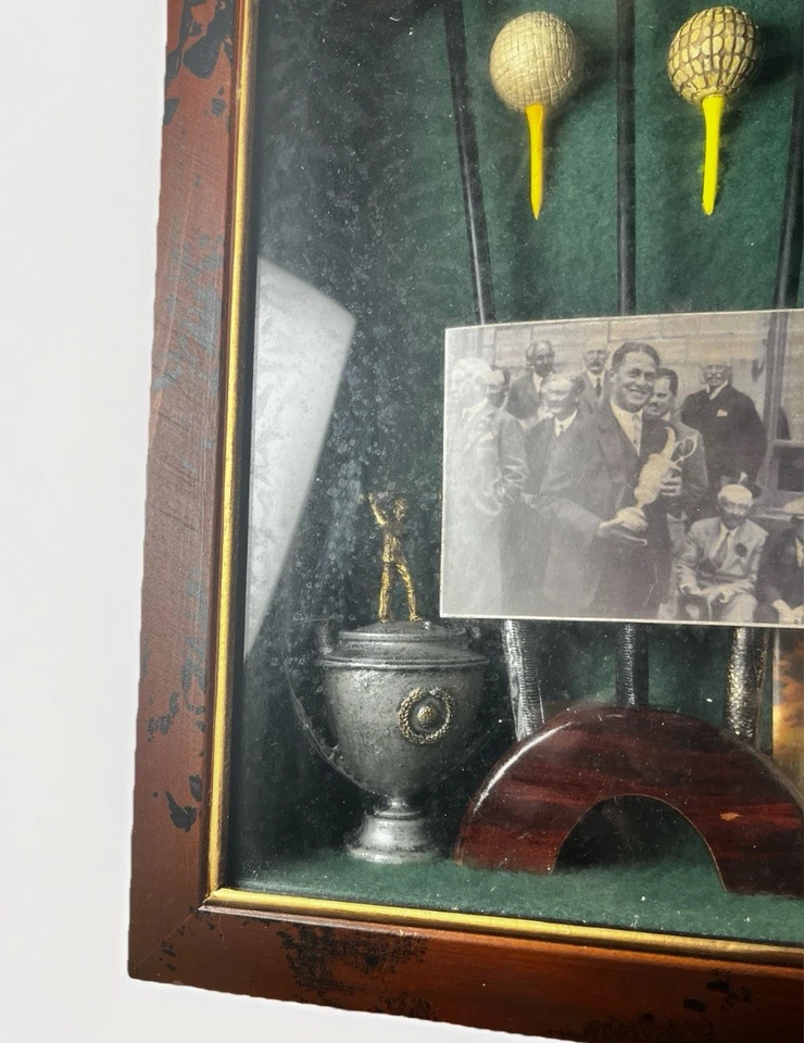 Caja de sombra de historia de golf con marco de exhibición de pared de madera Bobby Jones Foto 4 de 4