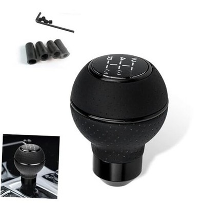 Car Gear Shift Knob, 5/6 Speed Leather Manual Vehicle Gearbox 1 PC Black