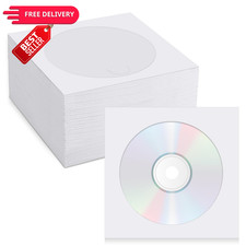 500 PCS Paper CD Sleeves DVD Envelope Holder with Clear Window...