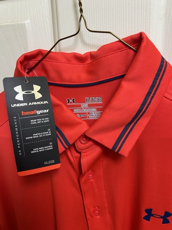 Under Armour HeatGear Polo Shirt Men's Red XL Short Sleeve Loose Fit