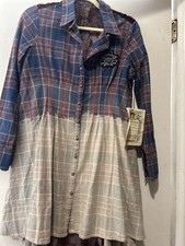 SALE!!NWT Aratta Silent Journey boho, plaid shirt dress, fits size S/M