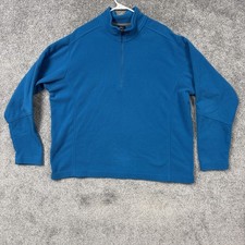 Lands' End Pullover XL Blue Polartec Fleece Quarter Zip Outdoor Hiking Gorpcore