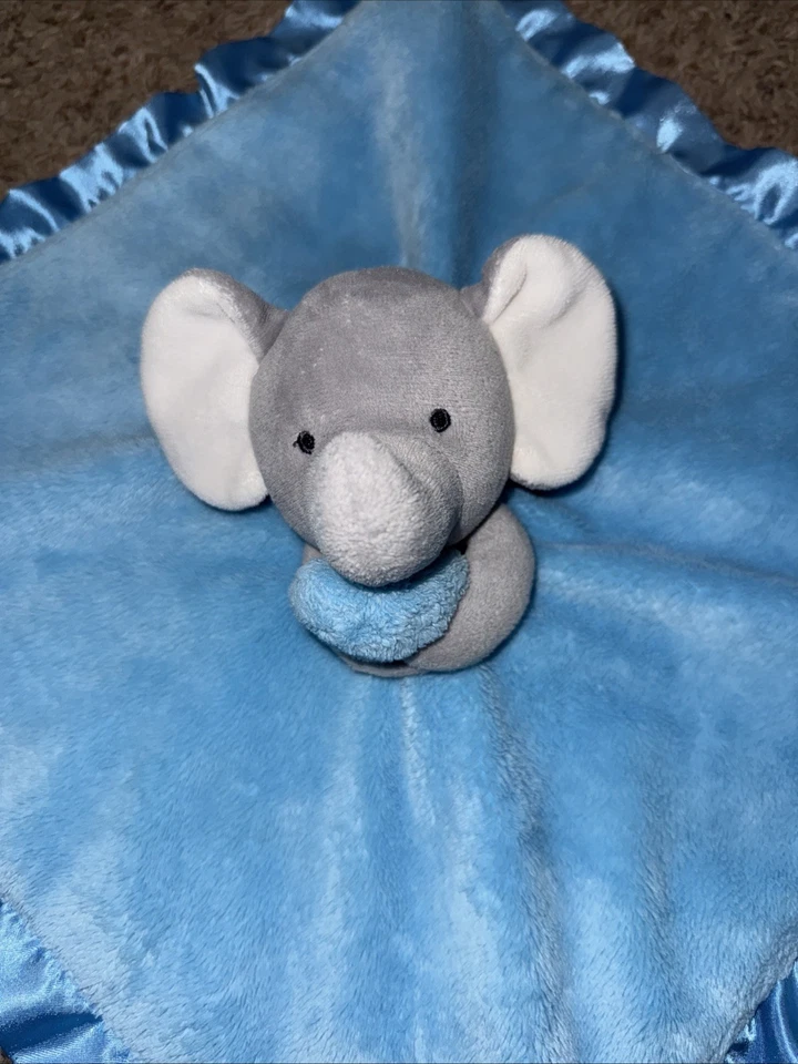 Cobertor azul Carter's Gray Elephant bebê LOVEY SECURITY EXCELENTE ESTADO USADO - Imagem 2 de 4