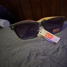Ray-Ban Men’s Wayfarer Sunglasses Black Plastic Frame Purple Tinted Lenses