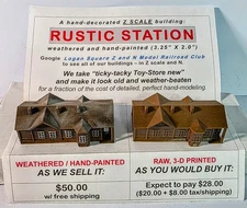 Z Scale Building: RUSTIC STATION- weathered and hand-painted - W/ FREE SHIPPING