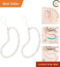 Beaded Phone Charm Pearl Wristlet Chain Camera Wrist Strap CarKey Lanyard