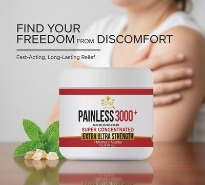   PAINLESS 3000+ Pain Relief Cream   Menthol + Alcanfor | Extra Strength 2oz  