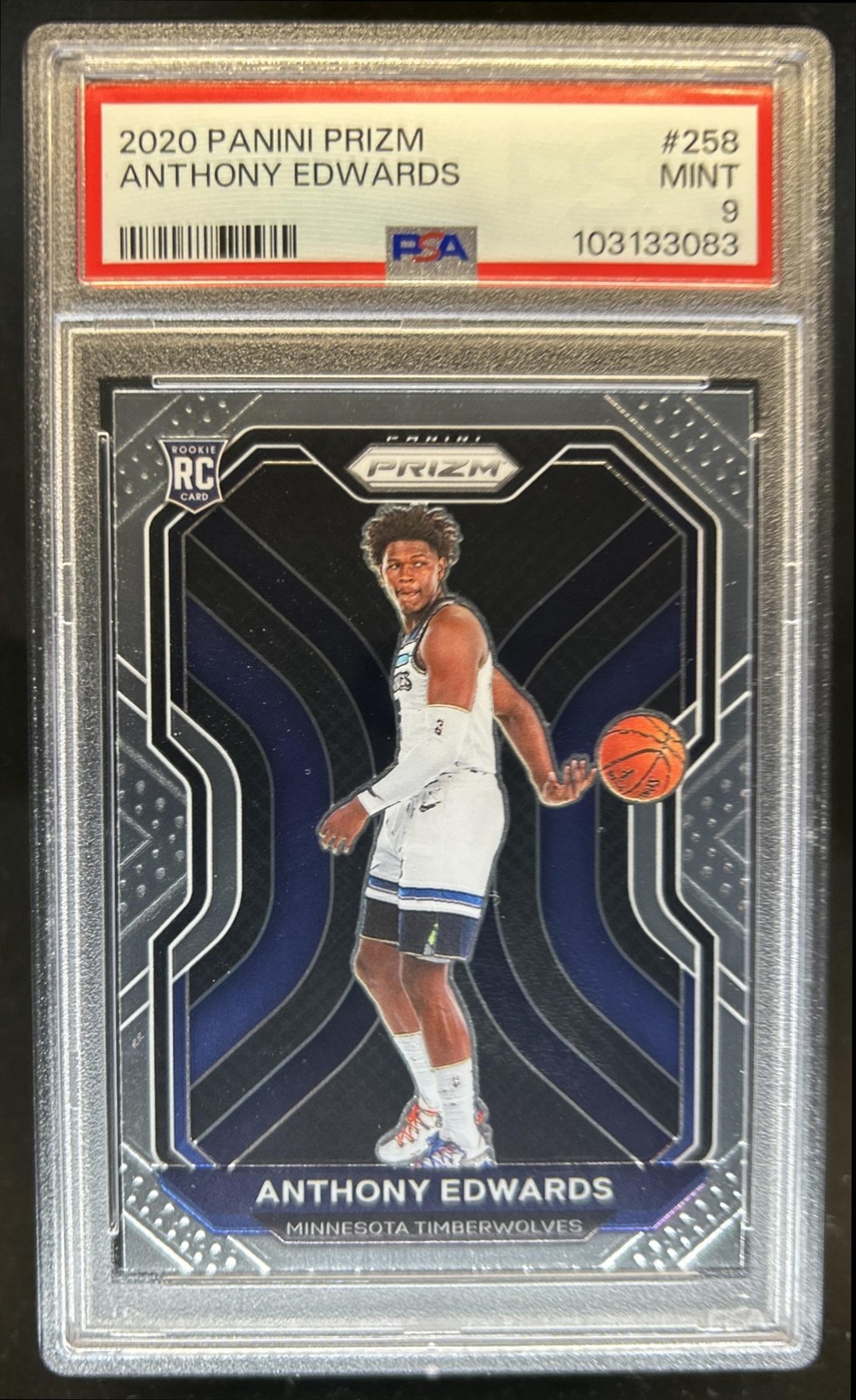 2020-21 Panini Prizm Anthony Edwards RC Rookie #258 Timberwolves PSA 9