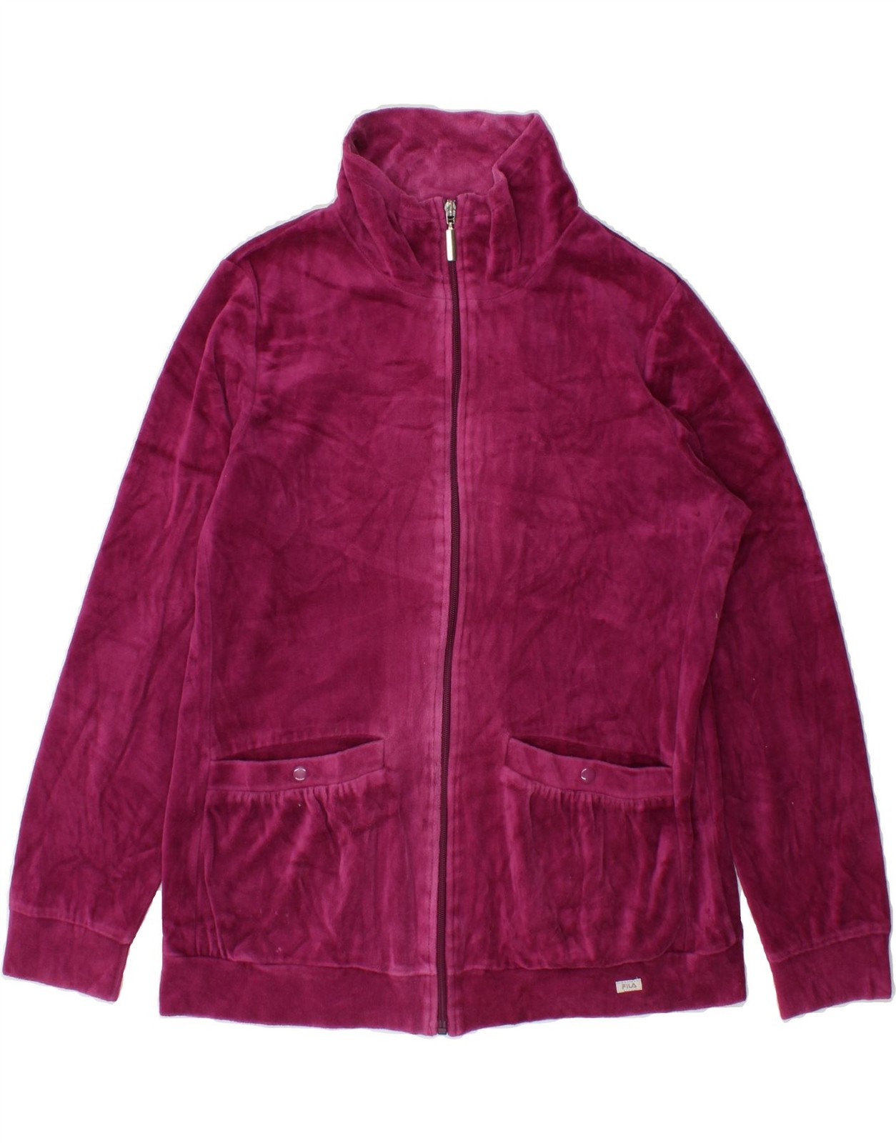 FILA giacca tuta donna velluto UK 10 piccola viola cotone BC17