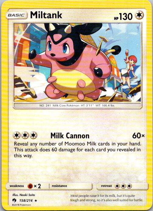 Miltank 158/214 Rare Lost Thunder Pokemon Near Mint