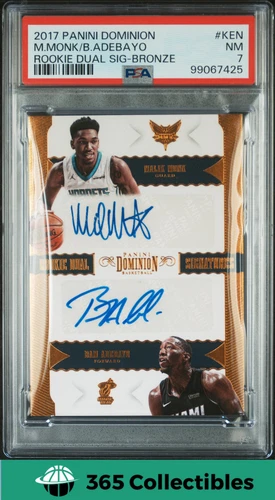 2017 Panini Dominion Rookie Dual Auto M.Monk/B.Adebayo Bronze /10 #KEN  PSA 7