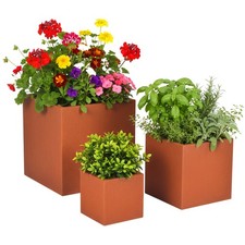 Plant Box Plant Pot Flower Box Flower Pots Flowerpot Set of 3 Rust Effect