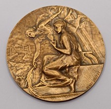 Médaille bronze Art Nouveau Henry Dropsy Paris 1944 béton armé WWII