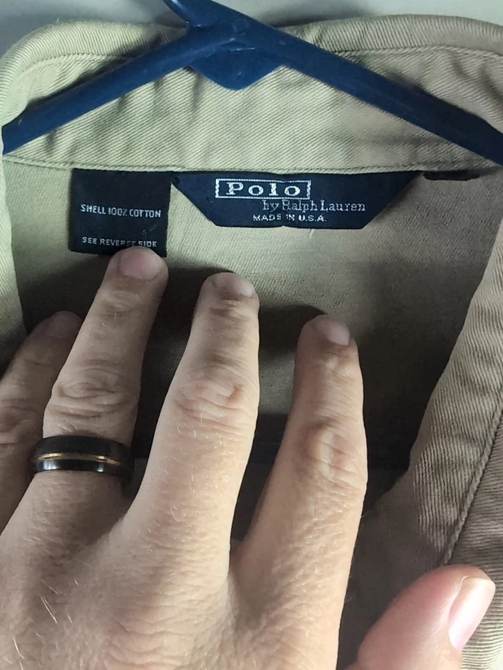 Chaqueta Polo Ralph Lauren Vintage Años 90 Sin Forro TALLA XXL, Denim Caqui, ¡Icónica! Foto 3 de 4