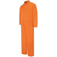 Red Kap Men's Snap Front Cotton Coverall, Oversized Fit, Long Sleeve 42 Orange