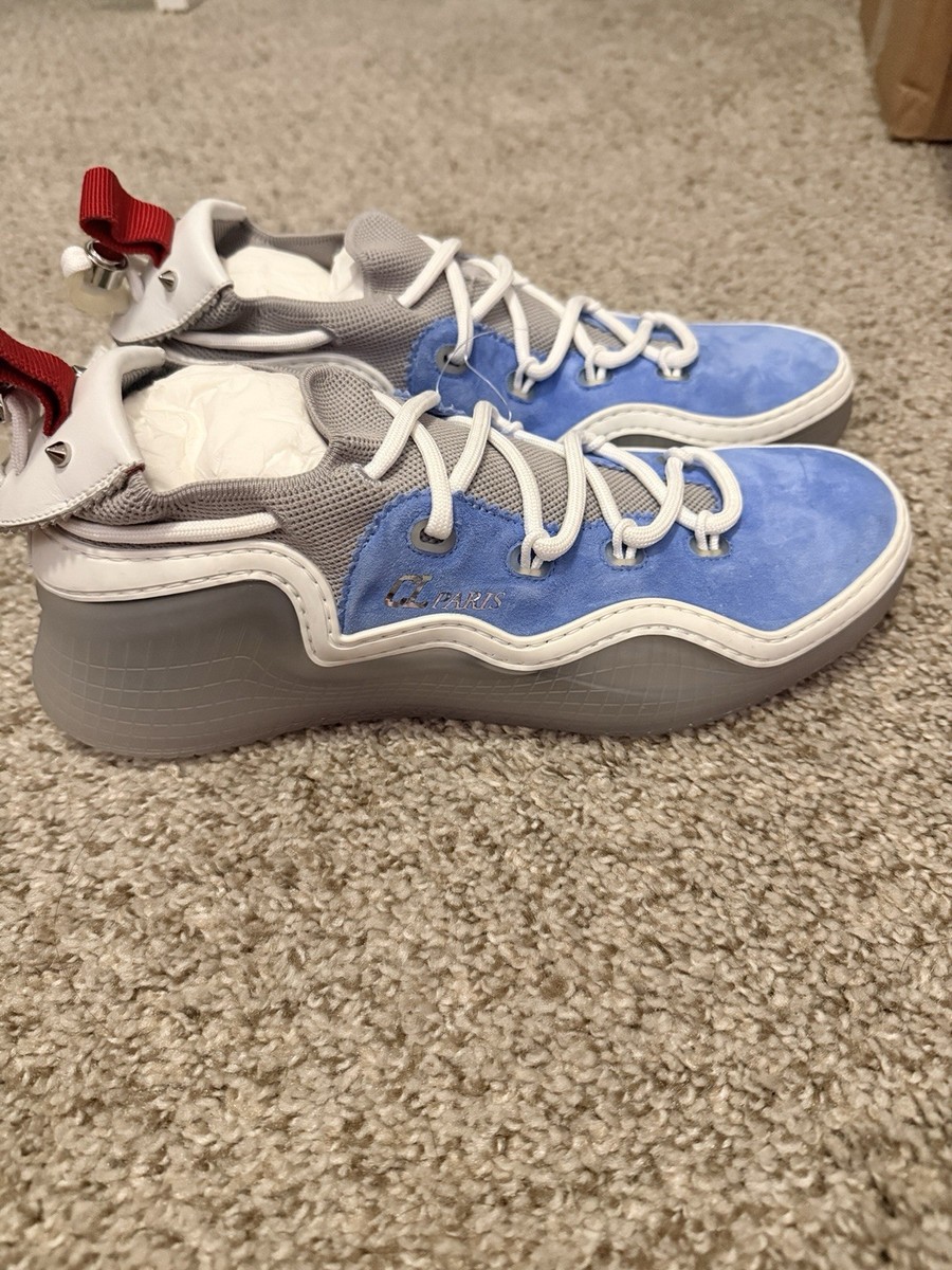 Christian Louboutin CL Studded Arpoador Zinc Blue Suede Sneakers