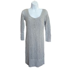 American Eagle Sweater Dress Womens Medium Gray Crochet Knit Boho Fairycore Y2K