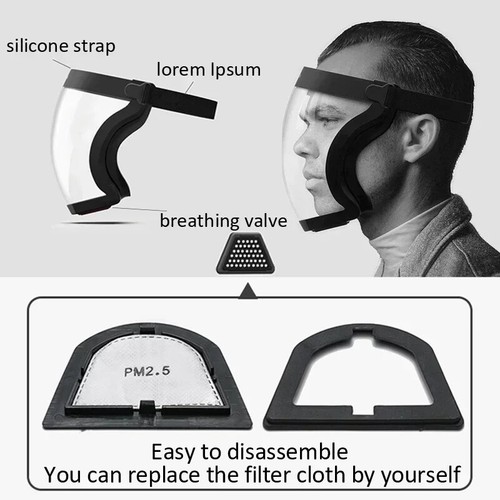Full Face Shield Mask Transparent Head Eye Safety Protective Cover GlassesScreen - Picture 3 of 34