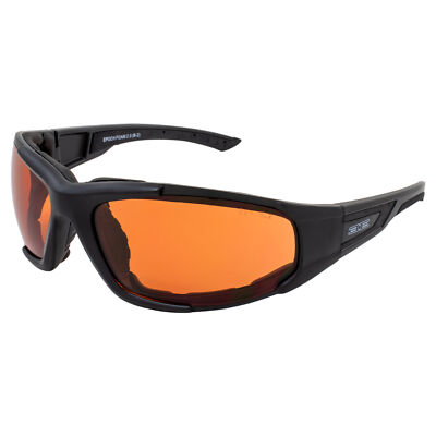 EPOCH Foam2 Padded Sport Motorcycle Sunglasses Black Frame Amber Lens