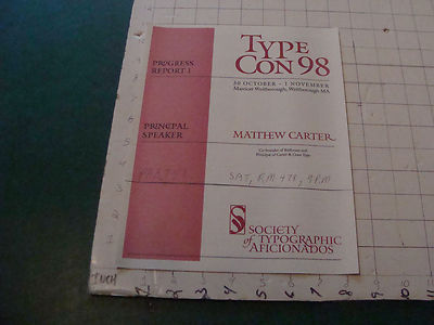orig. Sci Fi paper(s) picked up at BOSKONE 35 in 1998 - FLYER - TYPE CON 98