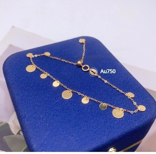 Solid Pure 18K Yellow Gold AU750 Round Sequined Bracelet Bangle 5.5-7.5inch - Picture 11 of 11