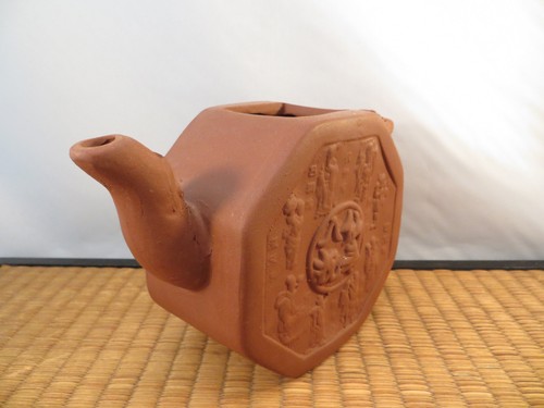 Vintage Chinese Yixing Red Clay Ceramic Teapot Octagonal Shape No Lid China - Picture 2 of 8
