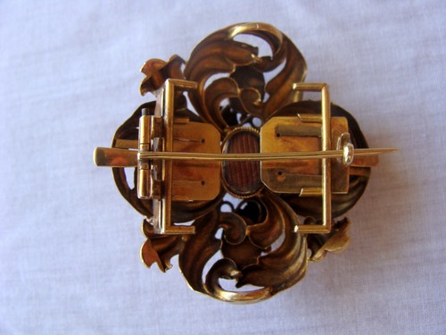 18K YELLOW GOLD EARLY VICTROIAN NATURAL TOPAZ BROOCH - Picture 6 of 8
